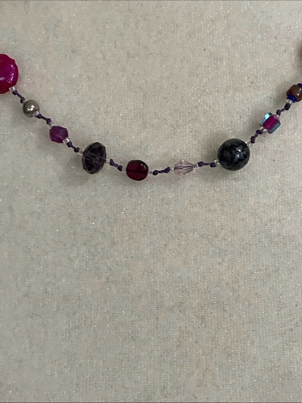 Purple & Pink Beaded Whimsical Artesian Necklace
